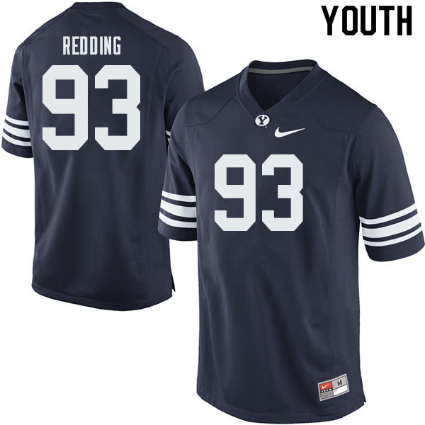 Youth #93 Tanner Redding BYU Cougars College Football Jerseys Sale-Navy